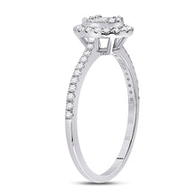 Load image into Gallery viewer, 14kt White Gold Baguette and Round Diamond Cluster Ring - Side View