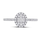 14kt White Gold Baguette and Round Diamond Cluster Ring - Second Side View
