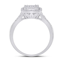 Load image into Gallery viewer, 14kt White Gold Baguette and Round Diamond Cluster Ring - Captivating Brilliance - Second Side View