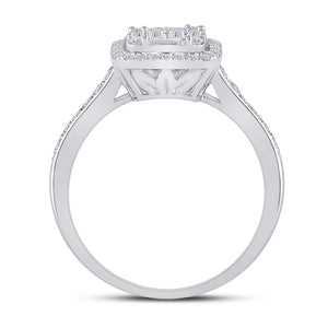 14kt White Gold Baguette and Round Diamond Cluster Ring - Captivating Brilliance - Splendid Jewellery