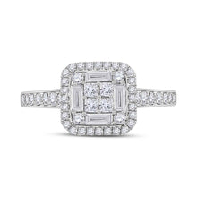 Load image into Gallery viewer, 14kt White Gold Baguette and Round Diamond Cluster Ring - Captivating Brilliance - Front View