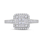 14kt White Gold Baguette and Round Diamond Cluster Ring - Captivating Brilliance - Splendid Jewellery