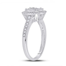 Load image into Gallery viewer, 14kt White Gold Baguette and Round Diamond Cluster Ring - Captivating Brilliance - Side View