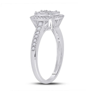 14kt White Gold Baguette and Round Diamond Cluster Ring - Captivating Brilliance - Splendid Jewellery