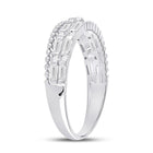 14kt White Gold Baguette and Round Diamond Fashion Band Ring - Side View