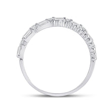 Load image into Gallery viewer, 14kt White Gold Baguette and Round Diamond Fashion Band Ring - Second Side View