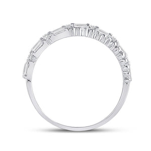 14kt White Gold Baguette and Round Diamond Fashion Band Ring - Splendid Jewellery