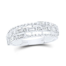 Load image into Gallery viewer, 14kt White Gold Baguette and Round Diamond Fashion Band Ring - Top View