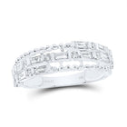 14kt White Gold Baguette and Round Diamond Fashion Band Ring - Top View