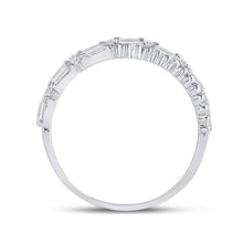 Load image into Gallery viewer, 14kt White Gold Baguette and Round Diamond Fashion Band Ring - Splendid Jewellery