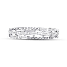 Load image into Gallery viewer, 14kt White Gold Baguette and Round Diamond Fashion Band Ring - Front View
