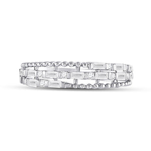 14kt White Gold Baguette and Round Diamond Fashion Band Ring - Splendid Jewellery