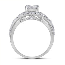 Load image into Gallery viewer, 14kt White Gold Baguette and Round Diamond Fashion Ring: A Mesmerizing Sparkle - Side View