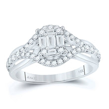 Load image into Gallery viewer, 14kt White Gold Baguette and Round Diamond Fashion Ring: A Mesmerizing Sparkle - Top View