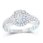 14kt White Gold Baguette and Round Diamond Fashion Ring: A Mesmerizing Sparkle - Top View
