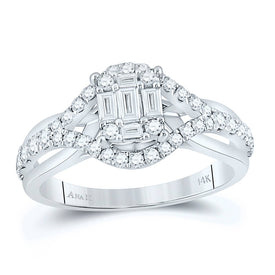 14kt White Gold Baguette and Round Diamond Fashion Ring: A Mesmerizing Sparkle - Top View