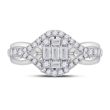 Load image into Gallery viewer, 14kt White Gold Baguette and Round Diamond Fashion Ring: A Mesmerizing Sparkle - Front View