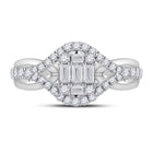 14kt White Gold Baguette and Round Diamond Fashion Ring: A Mesmerizing Sparkle - Front View