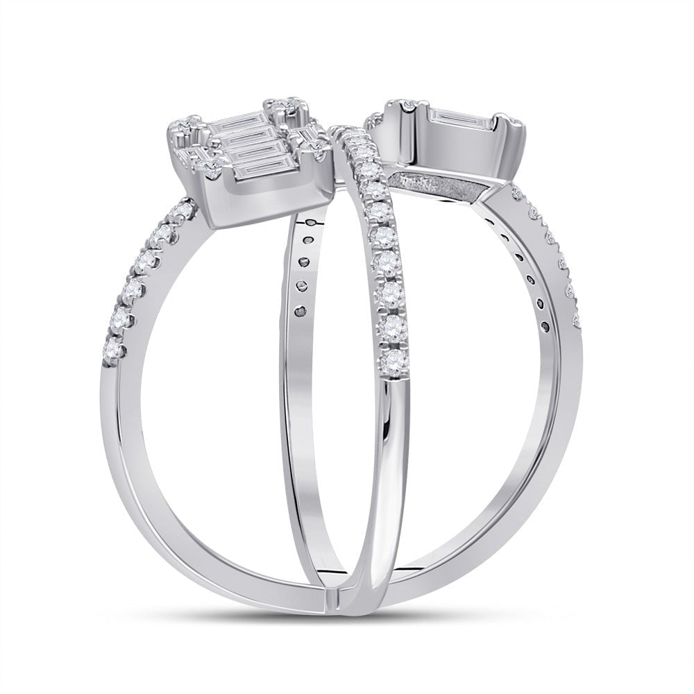 14kt White Gold Baguette and Round Diamond Negative Space Fashion Ring - Splendid Jewellery