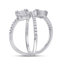 Load image into Gallery viewer, 14kt White Gold Baguette and Round Diamond Negative Space Fashion Ring - Splendid Jewellery