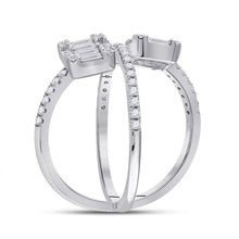 Load image into Gallery viewer, 14kt White Gold Baguette and Round Diamond Negative Space Fashion Ring - Second Side View
