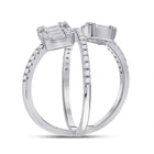 14kt White Gold Baguette and Round Diamond Negative Space Fashion Ring - Second Side View