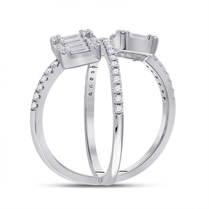 14kt White Gold Baguette and Round Diamond Negative Space Fashion Ring - Splendid Jewellery