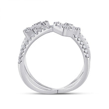 Load image into Gallery viewer, 14kt White Gold Baguette and Round Diamond Negative Space Fashion Ring - Side View