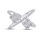 14kt White Gold Baguette and Round Diamond Negative Space Fashion Ring - Front View