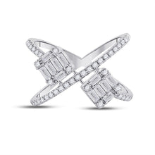 Load image into Gallery viewer, 14kt White Gold Baguette and Round Diamond Negative Space Fashion Ring - Splendid Jewellery