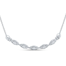 Load image into Gallery viewer, 14kt White Gold Baguette and Round Diamond Pendant Necklace - A Mesmerizing Masterpiece of Elegance and Brilliance - Splendid Jewellery