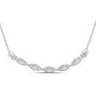 14kt White Gold Baguette and Round Diamond Pendant Necklace - A Mesmerizing Masterpiece of Elegance and Brilliance - Splendid Jewellery