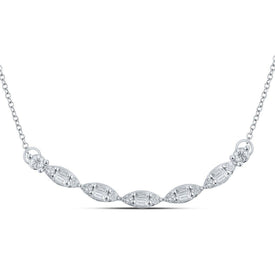 14kt White Gold Baguette and Round Diamond Pendant Necklace - A Mesmerizing Masterpiece of Elegance and Brilliance - Splendid Jewellery