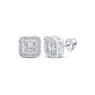 14kt White Gold Baguette and Round Diamond Square Earrings - 5/8 Cttw - Splendid Jewellery