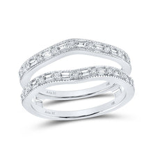 Load image into Gallery viewer, 14kt White Gold Baguette and Round Diamond Wrap Enhancer Wedding Band - Splendid Jewellery