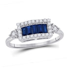 14kt White Gold Baguette Blue Sapphire Diamond Fashion Ring - Splendid Jewellery