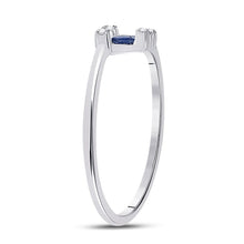 Load image into Gallery viewer, 14kt White Gold Baguette Blue Sapphire Fashion Ring with Diamond Accents - Second Side View