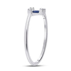 14kt White Gold Baguette Blue Sapphire Fashion Ring with Diamond Accents - Second Side View