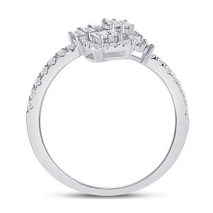 14kt White Gold Baguette Diamond Bisected Band Ring 1/2 Cttw | Splendid Jewellery - Splendid Jewellery