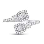 14kt White Gold Baguette Diamond Bisected Band Ring 1/2 Cttw - Front View