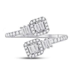 14kt White Gold Baguette Diamond Bisected Band Ring 1/2 Cttw | Splendid Jewellery - Splendid Jewellery