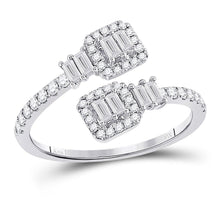 Load image into Gallery viewer, 14kt White Gold Baguette Diamond Bisected Band Ring 1/2 Cttw | Splendid Jewellery - Splendid Jewellery