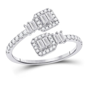 14kt White Gold Baguette Diamond Bisected Band Ring 1/2 Cttw | Splendid Jewellery - Splendid Jewellery