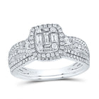 14kt White Gold Baguette Diamond Brilliance Wedding Ring Set - Top View
