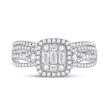 Load image into Gallery viewer, 14kt White Gold Baguette Diamond Brilliance Wedding Ring Set - Front View