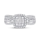 14kt White Gold Baguette Diamond Brilliance Wedding Ring Set - Front View