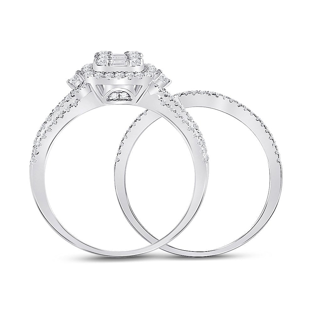 14kt White Gold Baguette Diamond Brilliance Wedding Ring Set - Splendid Jewellery