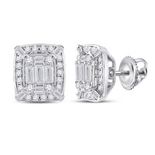 Load image into Gallery viewer, 14kt White Gold Baguette Diamond Cluster Earrings: A Mesmerizing Masterpiece of Elegance and Brilliance - Splendid Jewellery
