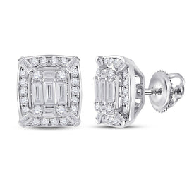 14kt White Gold Baguette Diamond Cluster Earrings: A Mesmerizing Masterpiece of Elegance and Brilliance - Splendid Jewellery