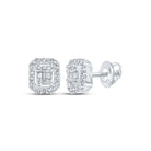 14kt White Gold Baguette Diamond Cluster Earrings - Captivating Brilliance - Splendid Jewellery